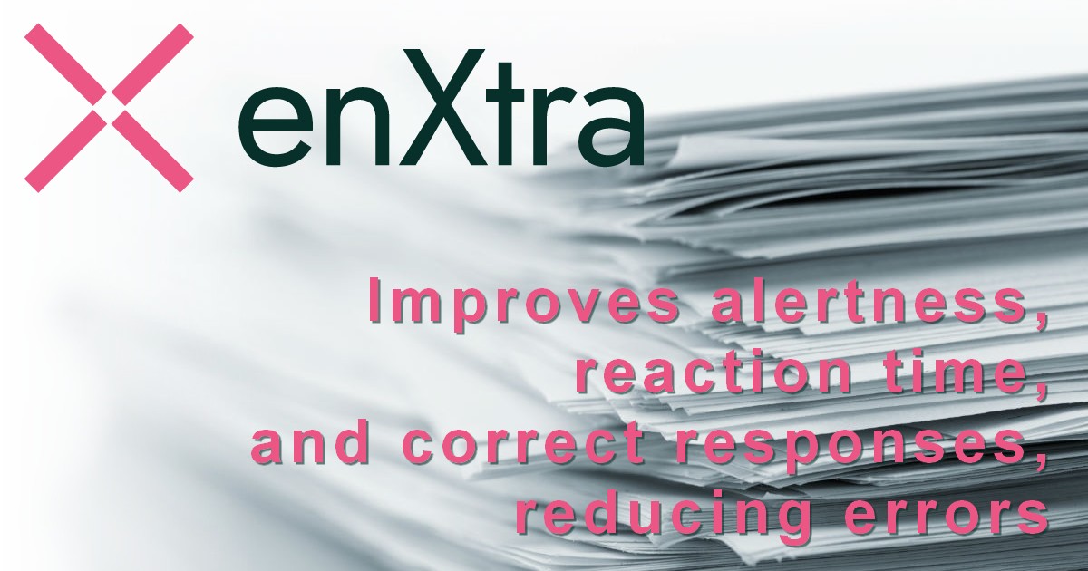 A new published  study shows that enXtra supplementation improves alertness, reaction time, and corrects responses, reducing errors