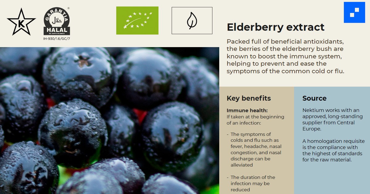 Organic elderberry extracts are now available, also in a version with a higher concentration of anthocyanins
